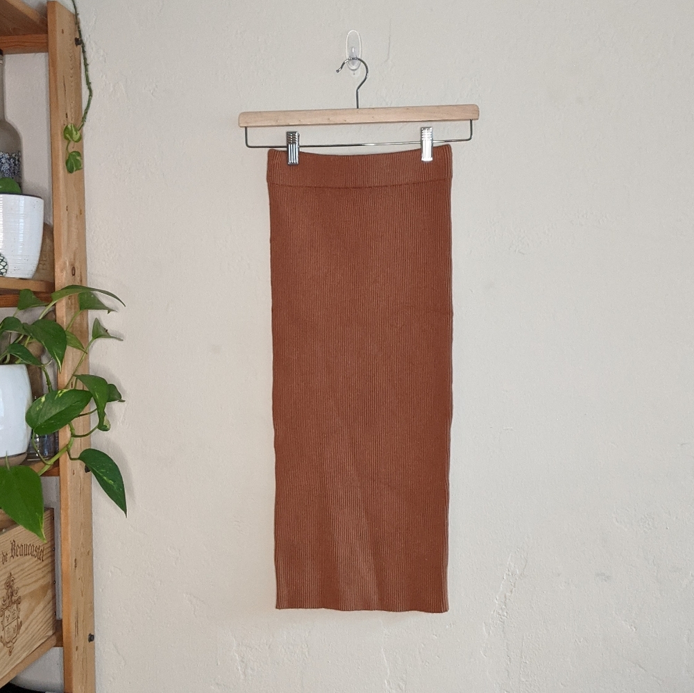 F21 Ribbed Skirt 🍁Burnt Orange/Brown